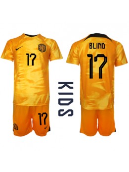 Niederlande Daley Blind #17 Heimtrikotsatz für Kinder WM 2022 Kurzarm (+ Kurze Hosen)